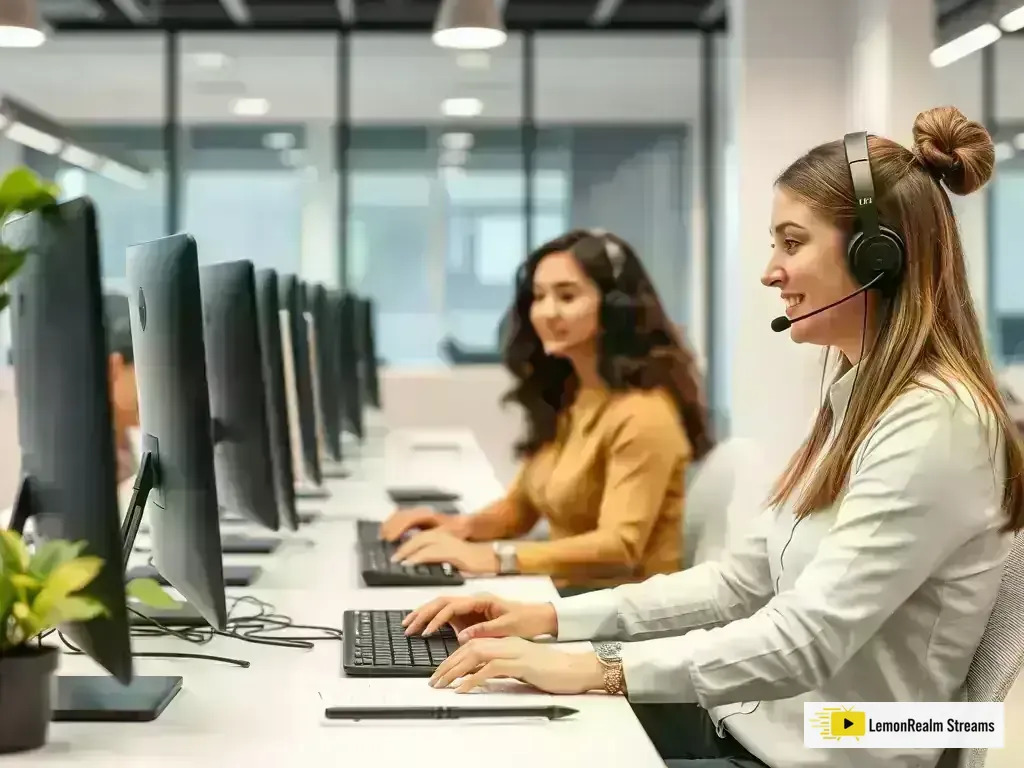 Professional customer support team assisting users
