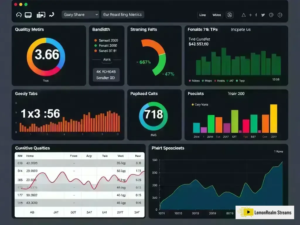 Dashboard showing streaming quality metrics and performance
