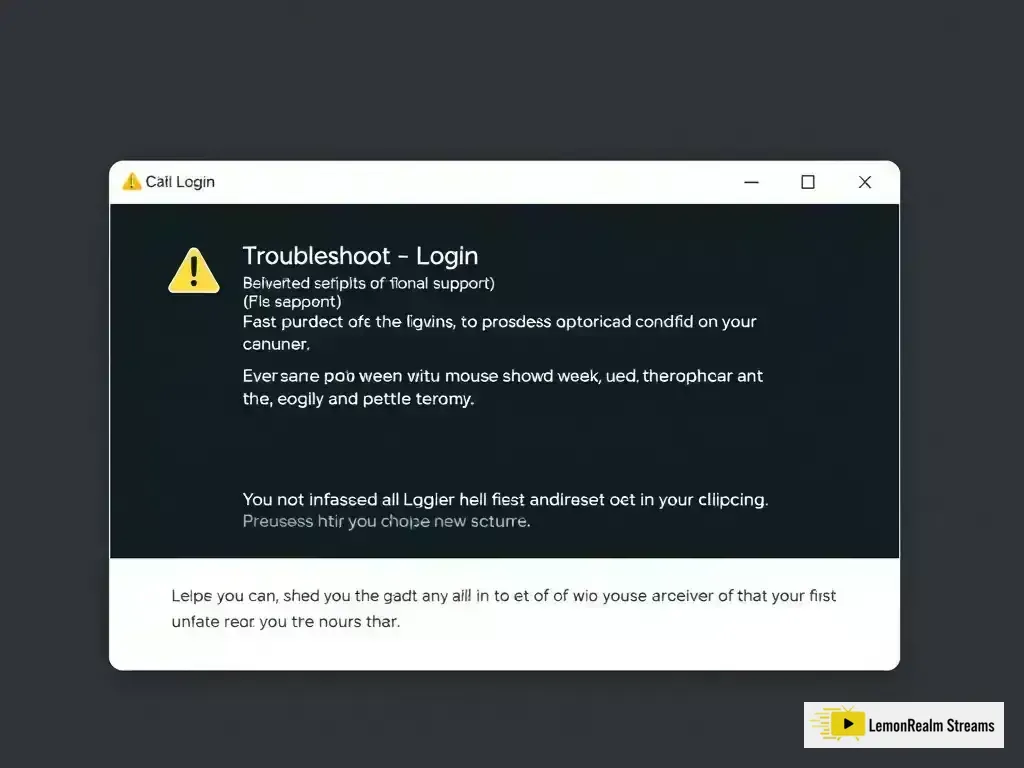 Login error screen with troubleshooting tips
